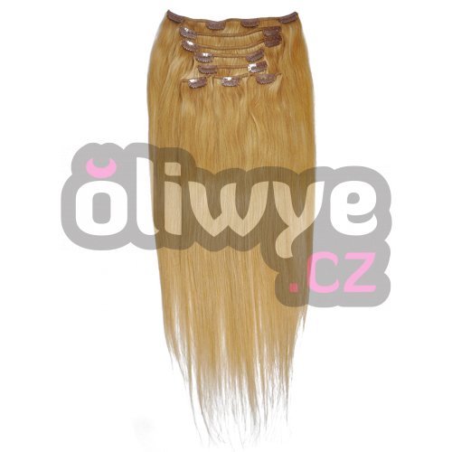 100% lidské vlasy clip in on remy #16 blond 50cm 160g extra velká gramáž