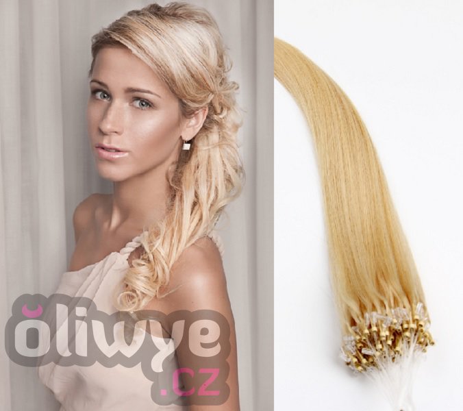 vlasy micro ring easy rings 50cm #613 světlá blond 100 pramenů remy
