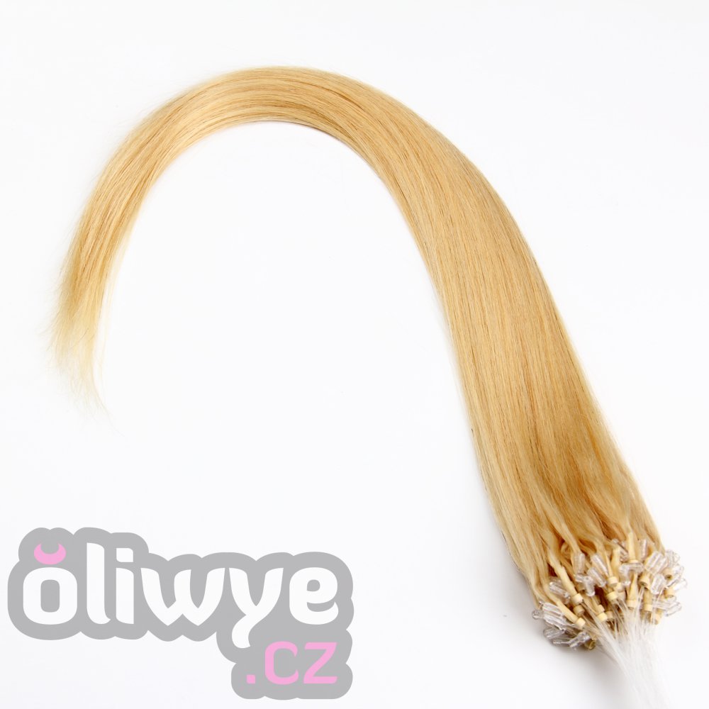 vlasy micro ring easy rings 50cm #60 platinová blond 100 pramenů remy