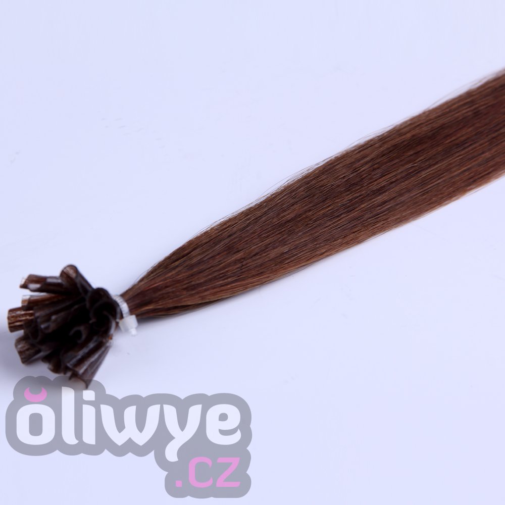 vlasy keratin 50cm remy #04 středně hnědá 100 pramenů
