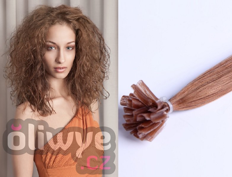 vlasy keratin 50cm remy #08 hnědá 100 pramenů