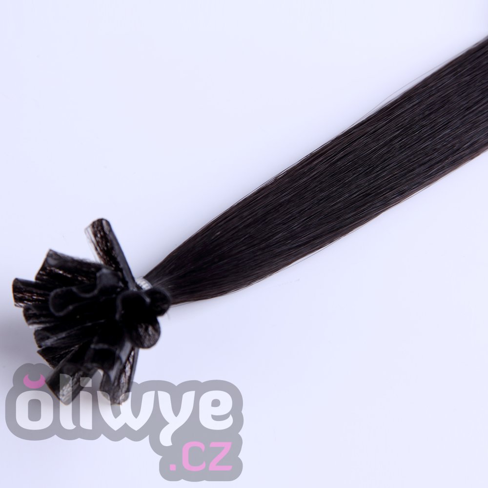 vlasy keratin 55cm remy #01 černá 100 pramenů